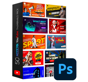 50 Modern YouTube Thumbnails Pack