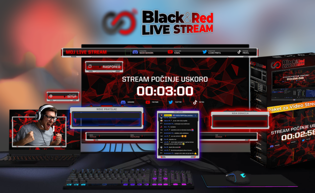 Black&Red Live Stream: Paket Scena, Efekata i Elemenata za Video Streamere